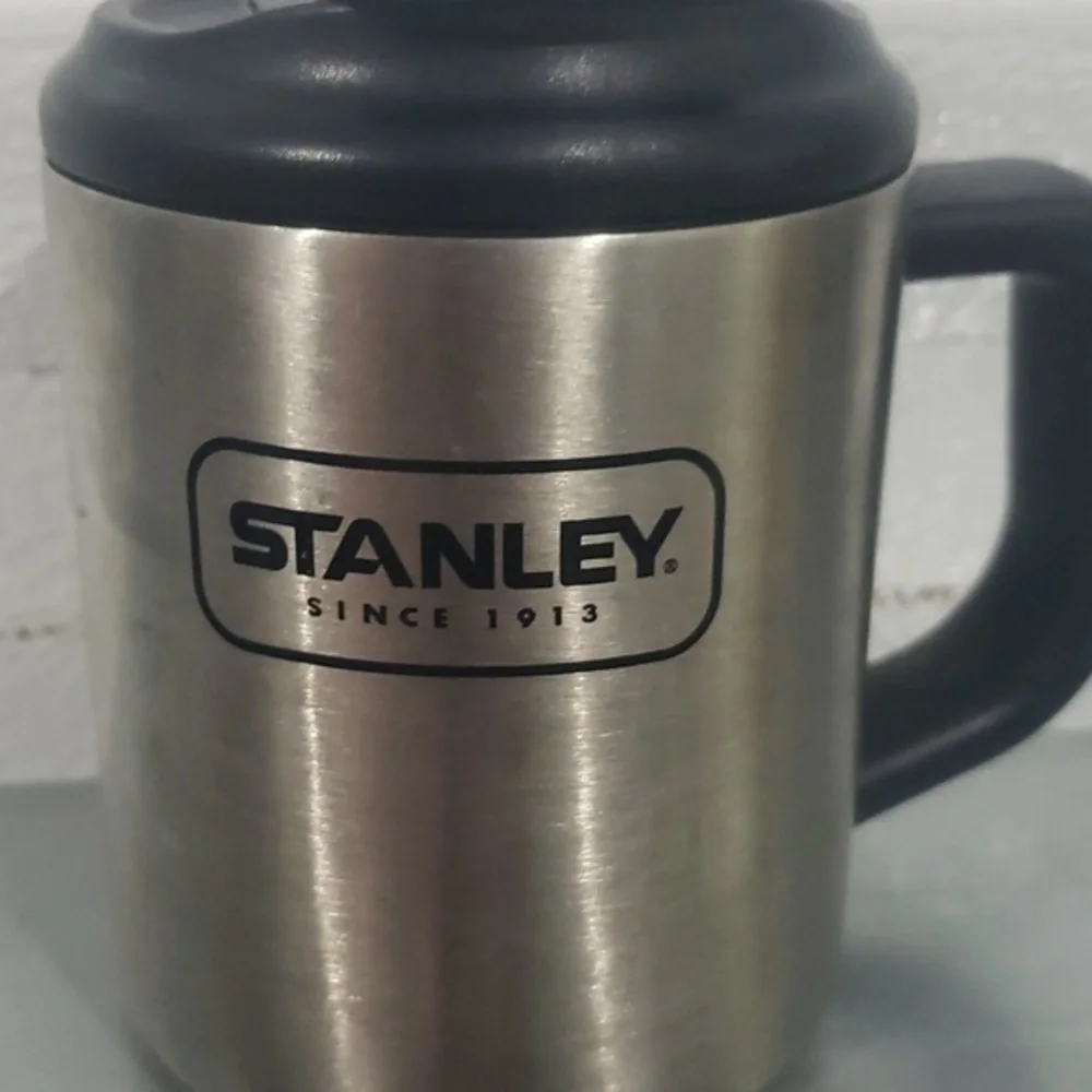 12 ounce‎ Stanley brand metal coffee cup with screw on lid